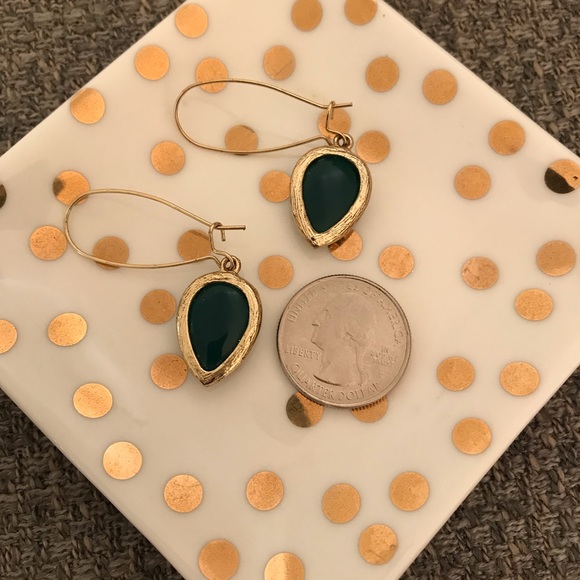 Rich Emerald + Gold Dangle Earrings - Picture 4 of 4